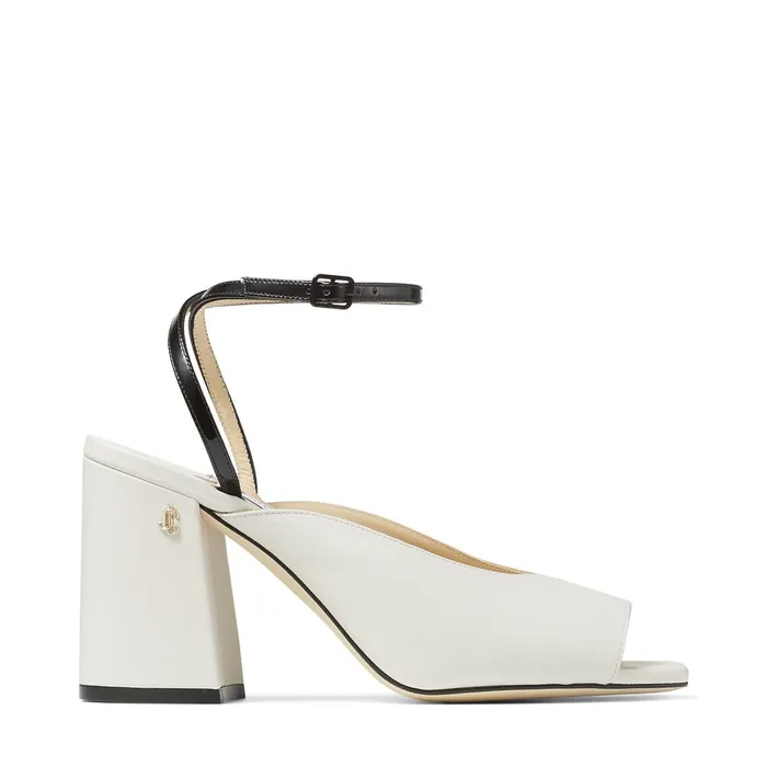 Jassidy 85 Latte Nappa And Black Patent BlockHeel Sandals With Jc Emblem Latteblack Women JIMMY CHOO Sandals Jassidy 85 Latte Nappa And Black Patent BlockHeel Sandals With Jc Emblem Latteblack Women JIMMY CHOO Sandals