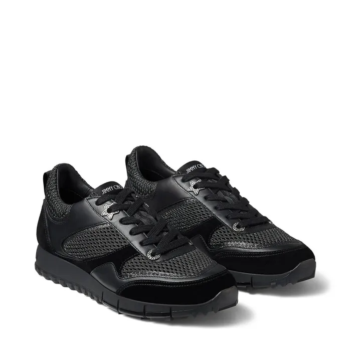 JavaF Black Leather Mix And Sport Mesh Low Top Trainers X Blackblack Women JIMMY CHOO Sneakers