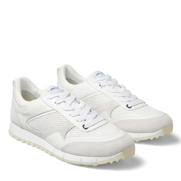 JavaM White Leather Mix And Sport Mesh Low Top Trainer X Whitewhite Men JIMMY CHOO Casual Shoes