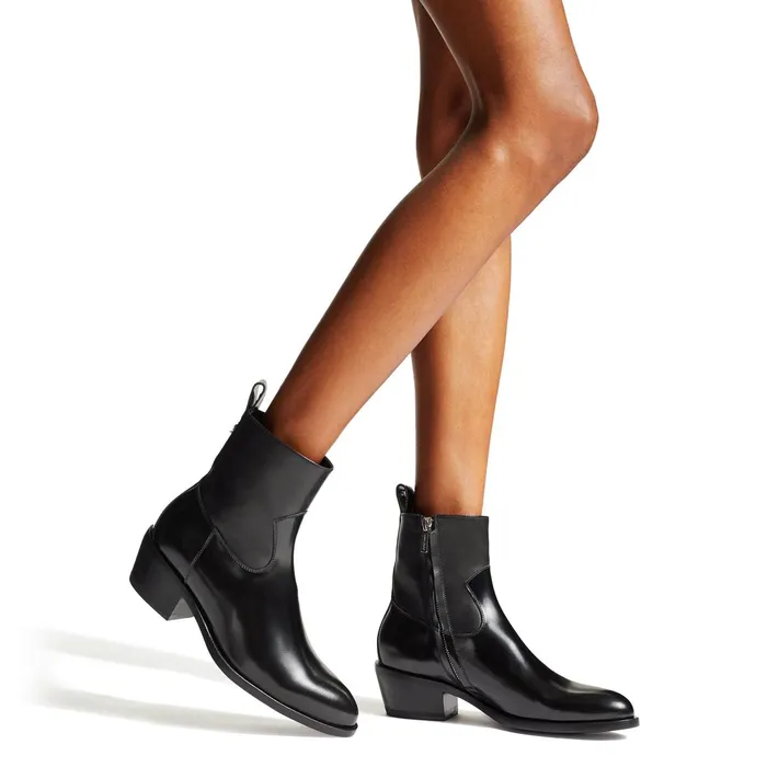 JesseF Black Calf Leather Cowboy Boots Black Women JIMMY CHOO Boots