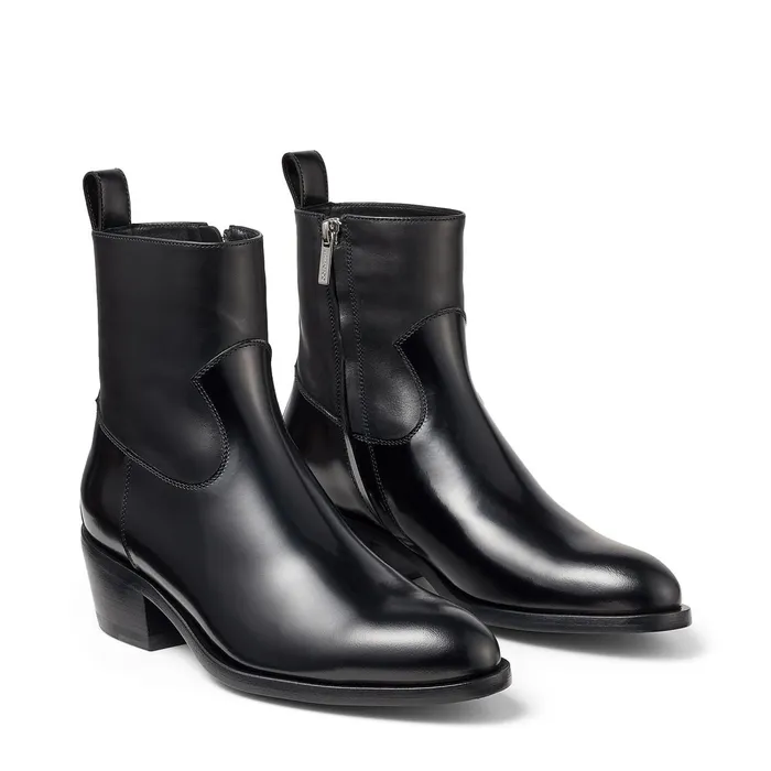 JesseF Black Calf Leather Cowboy Boots Black Women JIMMY CHOO Boots