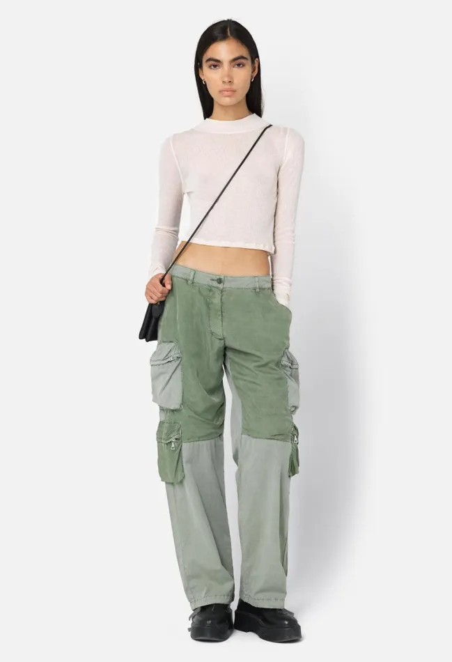 John Elliott Bottoms Cupro Low Rise Wide Leg Cargo Washed Olive 8211 Women John Elliott Bottoms Cupro Low Rise Wide Leg Cargo Washed Olive 8211 Women