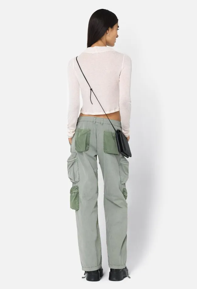 John Elliott Bottoms Cupro Low Rise Wide Leg Cargo Washed Olive 8211 Women John Elliott Bottoms Cupro Low Rise Wide Leg Cargo Washed Olive 8211 Women