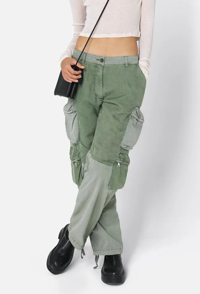 John Elliott Bottoms Cupro Low Rise Wide Leg Cargo Washed Olive 8211 Women John Elliott Bottoms Cupro Low Rise Wide Leg Cargo Washed Olive 8211 Women