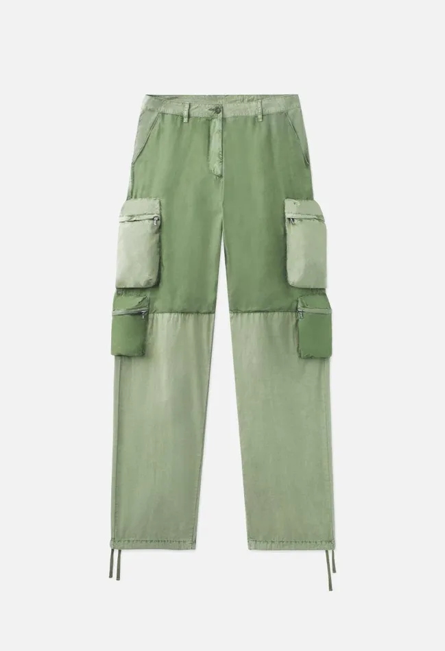 John Elliott Bottoms Cupro Low Rise Wide Leg Cargo Washed Olive 8211 Women John Elliott Bottoms Cupro Low Rise Wide Leg Cargo Washed Olive 8211 Women
