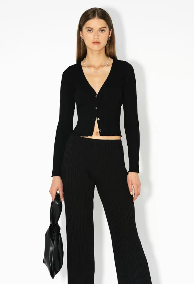 John Elliott Bottoms Ginza Rib Cropped Pant Black 8211 Women John Elliott Bottoms Ginza Rib Cropped Pant Black 8211 Women