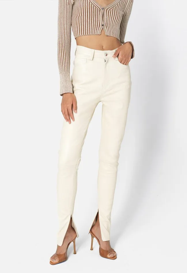 John Elliott Bottoms Leather High Rise Skinny Pant Salt 8211 Women