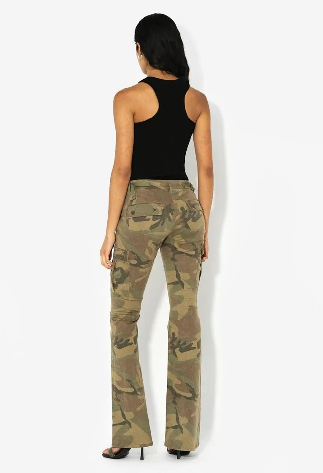 John Elliott Bottoms Low Rise Boot Cut Cargo Camo 8211 Women