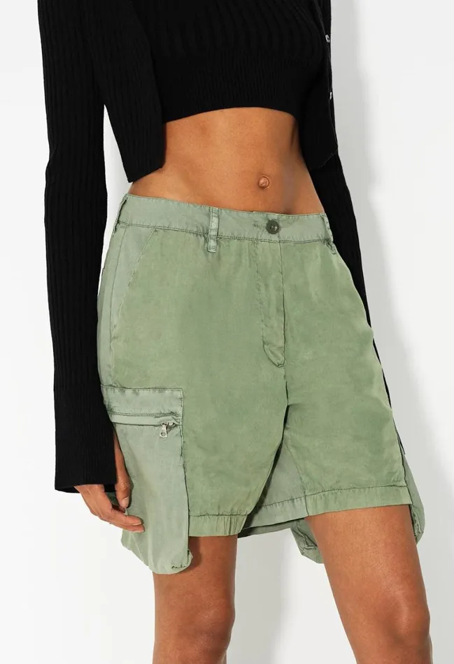 John Elliott Bottoms Paneled Utility Short Washed Olive 8211 Women