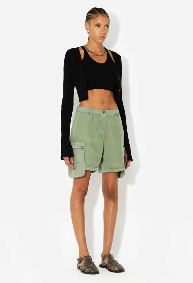 John Elliott Bottoms Paneled Utility Short Washed Olive 8211 Women