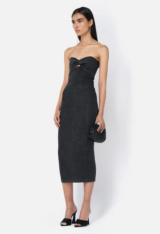 John Elliott Dresses Mineral Wash Gemini Rib Twist Dress Black 8211 Women