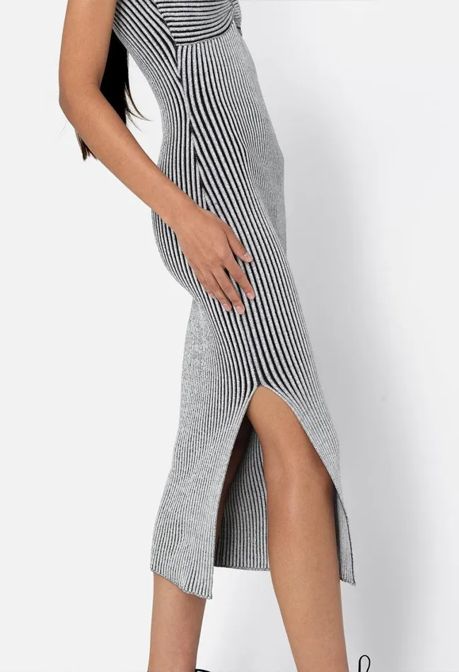 John Elliott Dresses Piper Silk Rib Twist Dress Charcoal 8211 Women