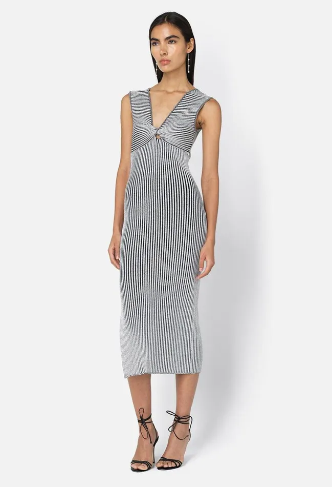 John Elliott Dresses Piper Silk Rib Twist Dress Charcoal 8211 Women