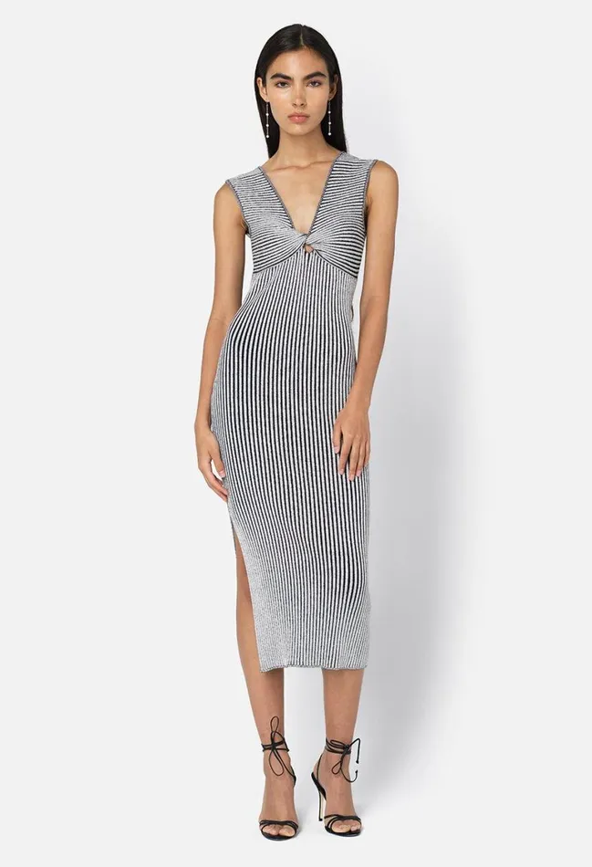 John Elliott Dresses Piper Silk Rib Twist Dress Charcoal 8211 Women
