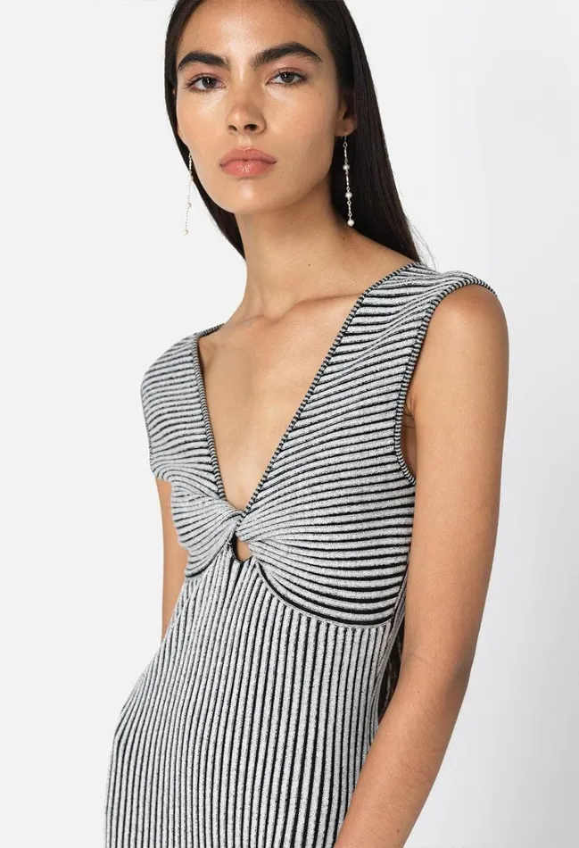 John Elliott Dresses Piper Silk Rib Twist Dress Charcoal 8211 Women