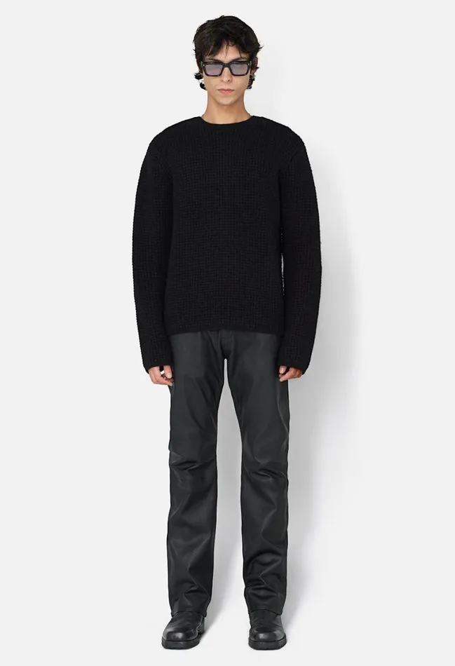 John Elliott Knitwear Wool Waffle Knit Crew Black 8211 Men