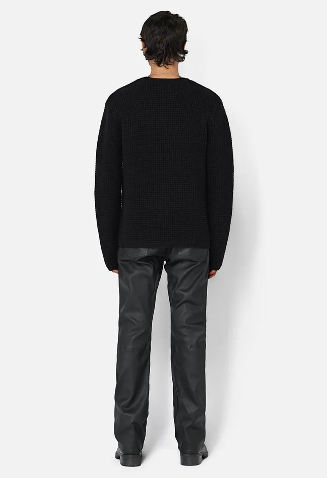 John Elliott Knitwear Wool Waffle Knit Crew Black 8211 Men