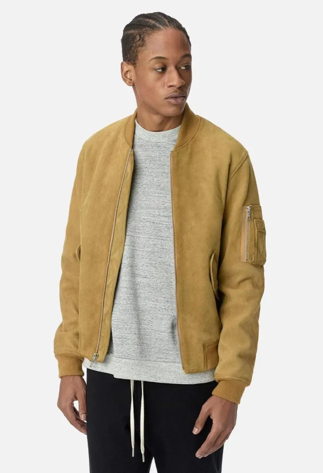 John Elliott Outerwear Leather Bogota Bomber Tan Suede 8211 Men