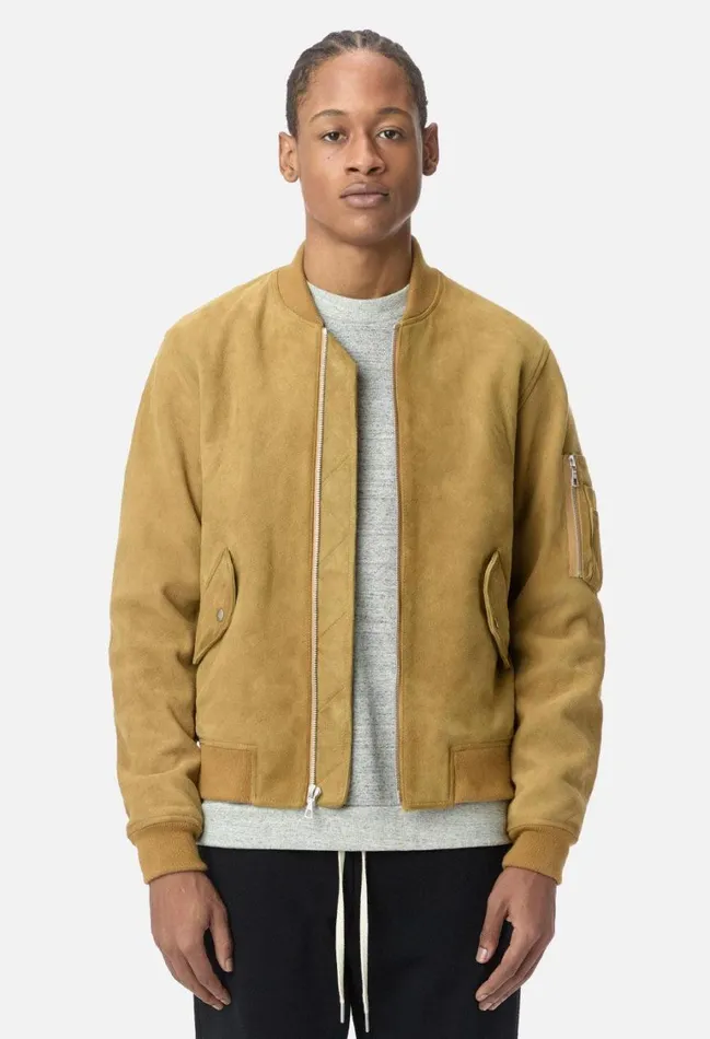 John Elliott Outerwear Leather Bogota Bomber Tan Suede 8211 Men