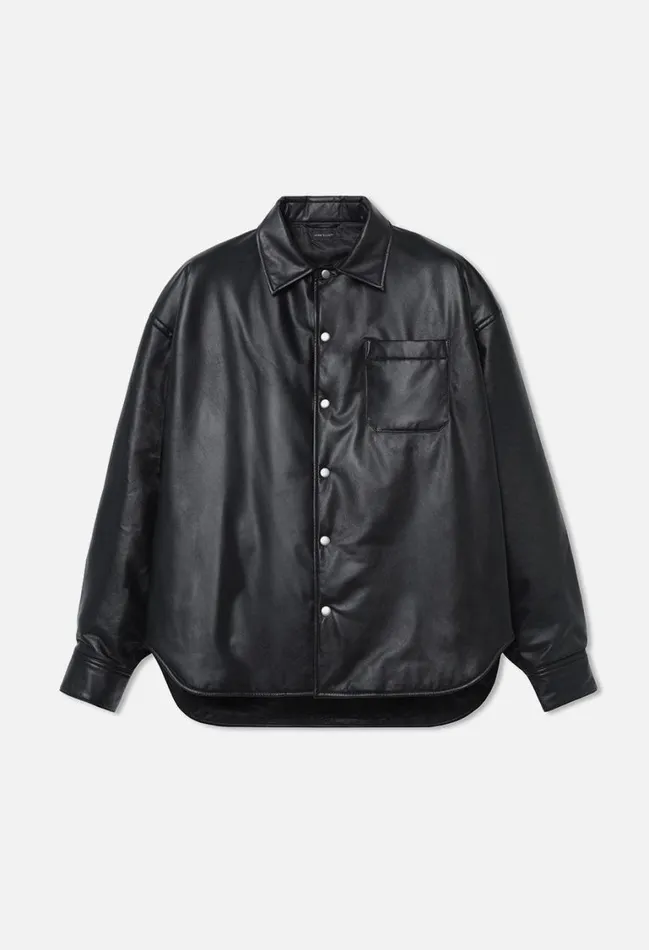 John Elliott Outerwear Leather Scout Overshirt Black 8211 Men