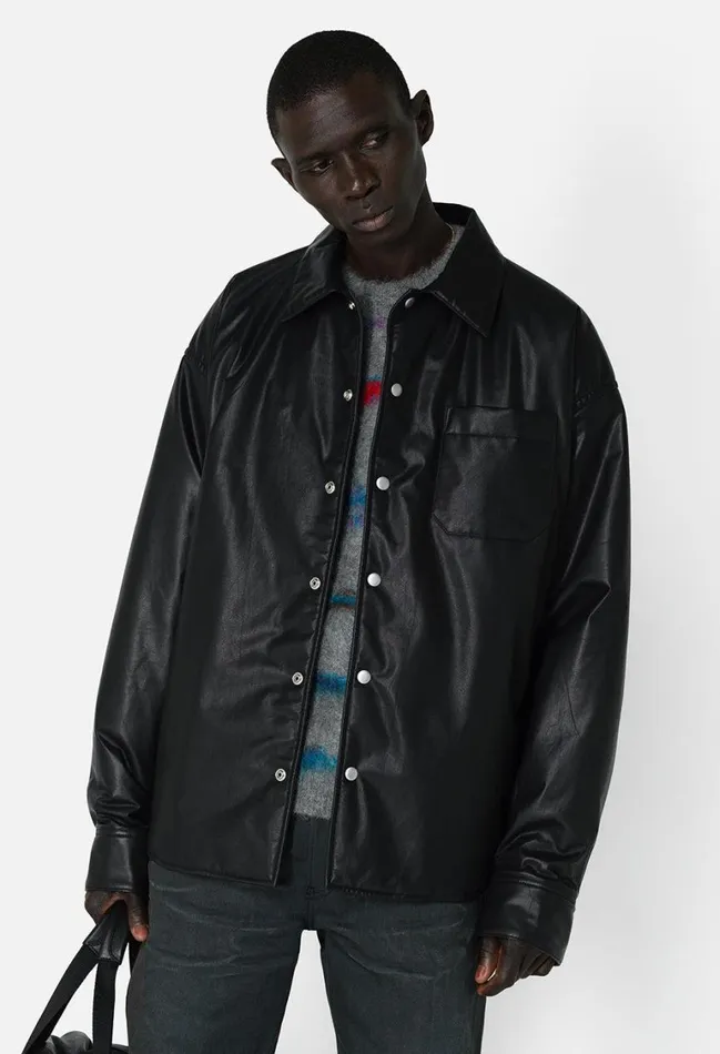 John Elliott Outerwear Leather Scout Overshirt Black 8211 Men