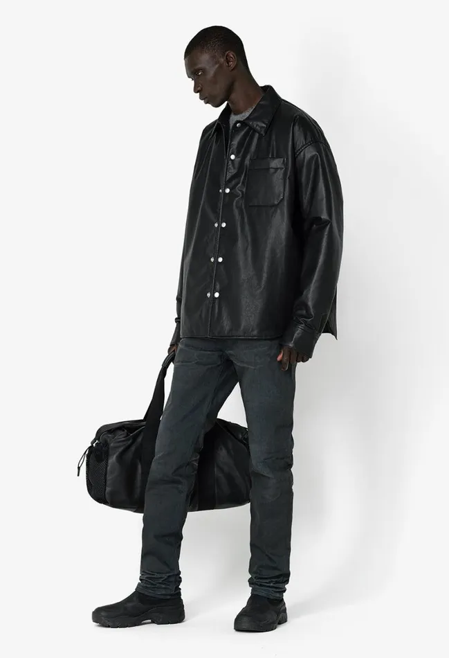 John Elliott Outerwear Leather Scout Overshirt Black 8211 Men
