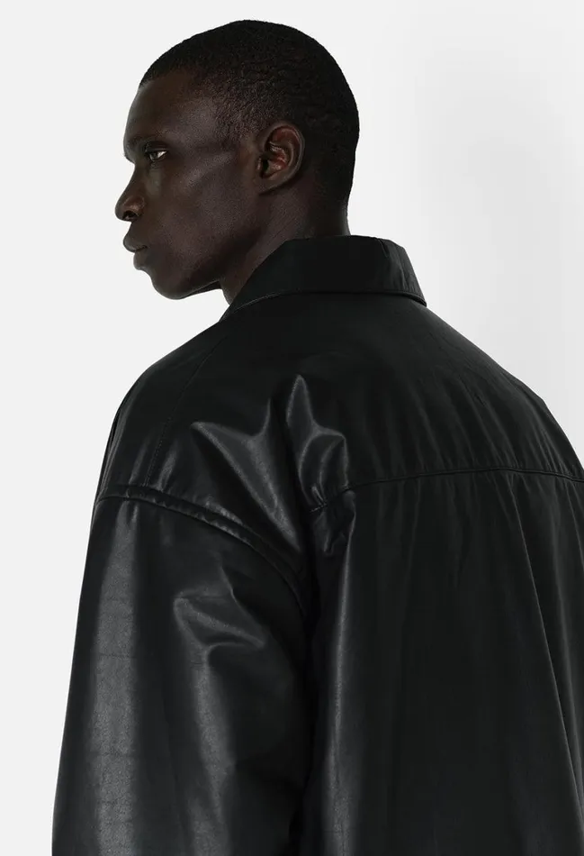John Elliott Outerwear Leather Scout Overshirt Black 8211 Men