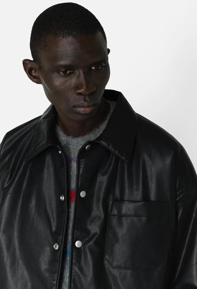 John Elliott Outerwear Leather Scout Overshirt Black 8211 Men