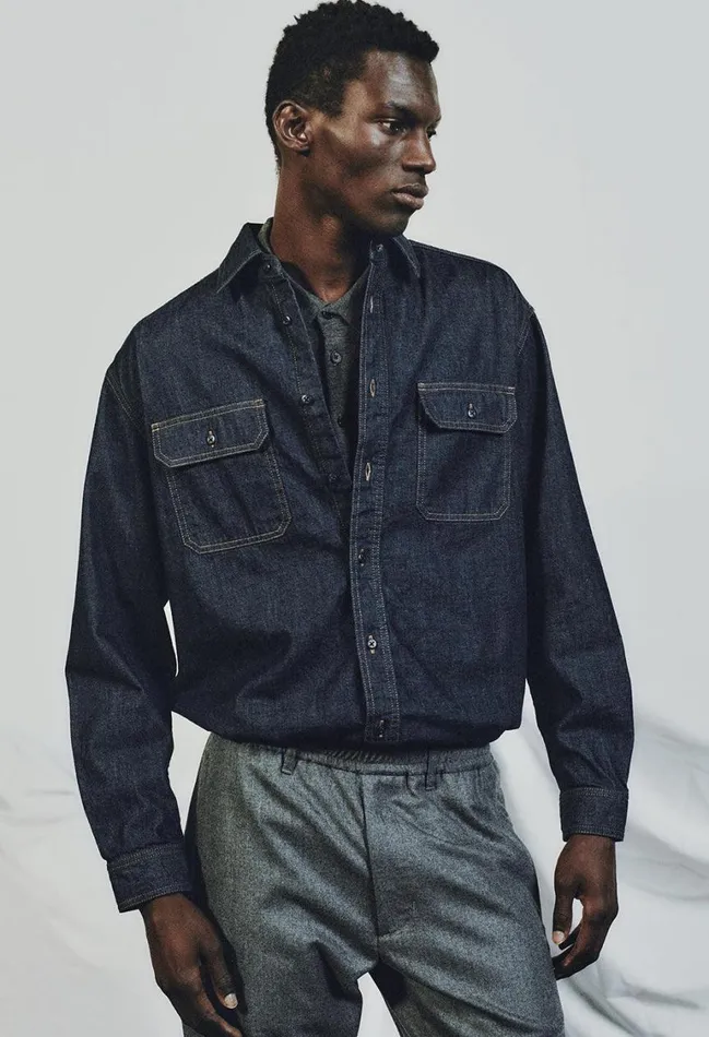 John Elliott Shirts Princeton Work Shirt Dark Indigo 8211 Men John Elliott Shirts Princeton Work Shirt Dark Indigo 8211 Men