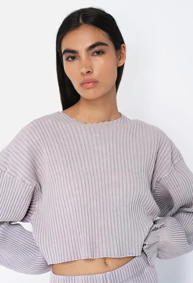 John Elliott Sweaters Mineral Wash Ginza Rib Cropped Top Thistle 8211 Women John Elliott Sweaters Mineral Wash Ginza Rib Cropped Top Thistle 8211 Women