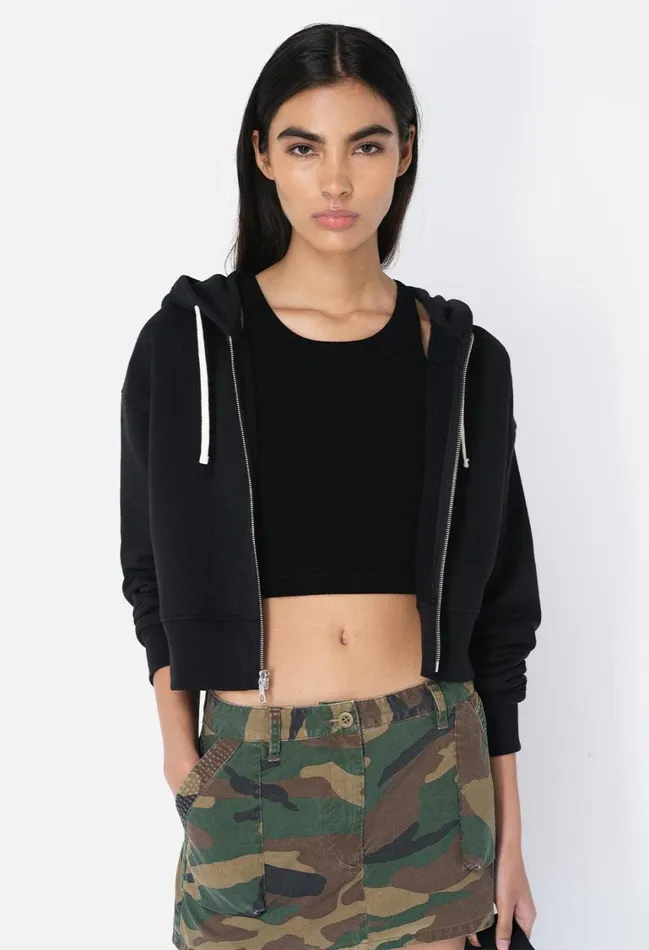 John Elliott Sweatshirts Fleeced Boca Zip Hoodie Black 8211 Women