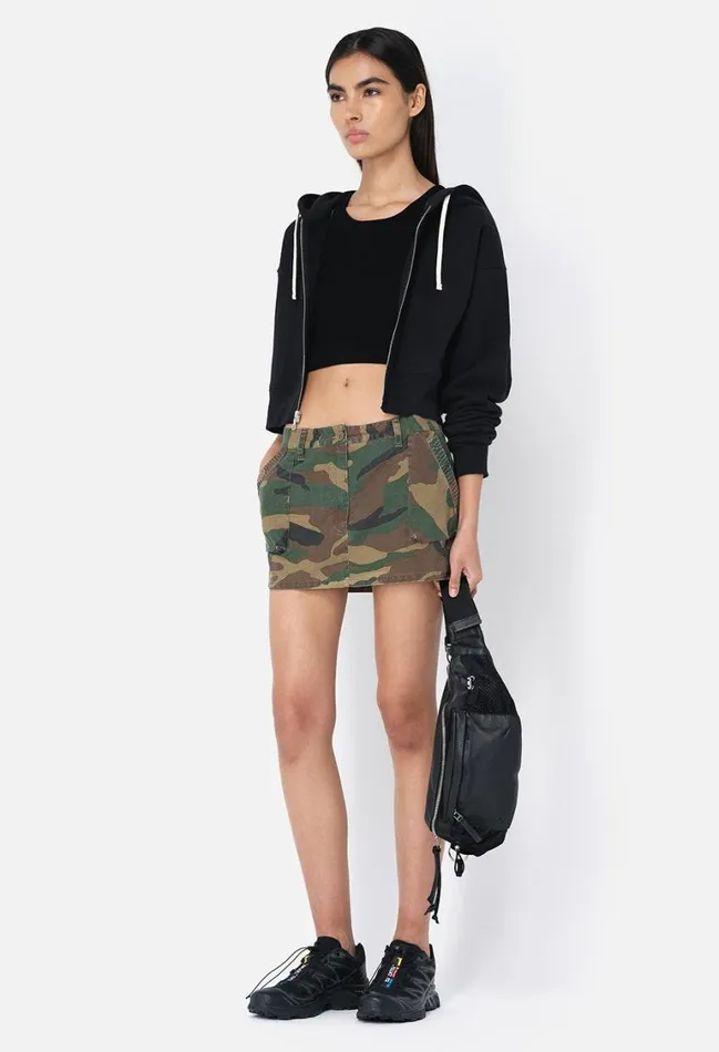 John Elliott Sweatshirts Fleeced Boca Zip Hoodie Black 8211 Women