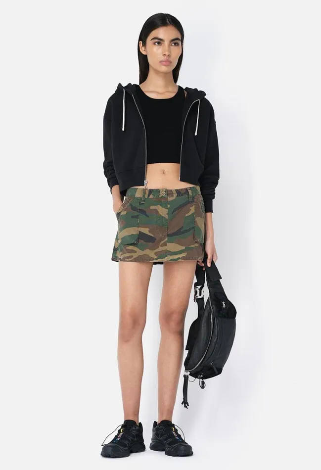 John Elliott Sweatshirts Fleeced Boca Zip Hoodie Black 8211 Women