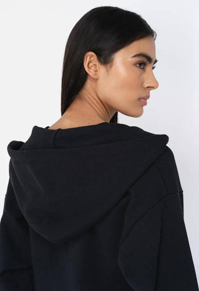 John Elliott Sweatshirts Fleeced Boca Zip Hoodie Black 8211 Women