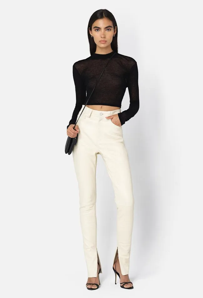 John Elliott Tops Gauze Rib Ls Cropped Tee Black 8211 Women John Elliott Tops Gauze Rib Ls Cropped Tee Black 8211 Women