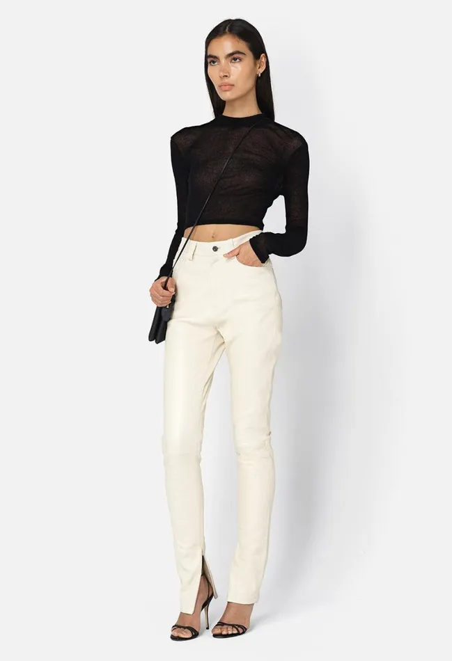 John Elliott Tops Gauze Rib Ls Cropped Tee Black 8211 Women John Elliott Tops Gauze Rib Ls Cropped Tee Black 8211 Women