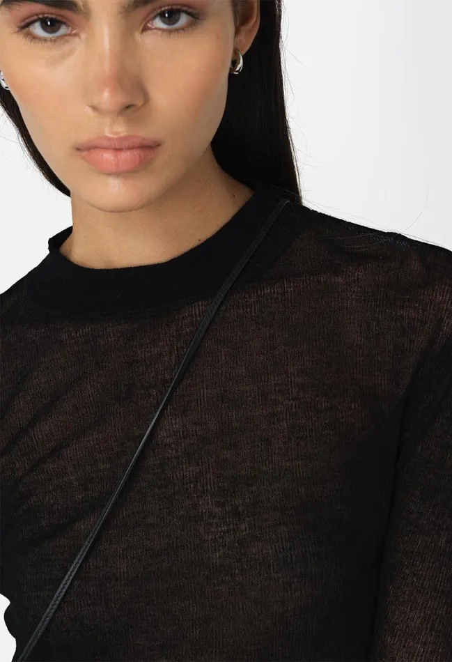 John Elliott Tops Gauze Rib Ls Cropped Tee Black 8211 Women John Elliott Tops Gauze Rib Ls Cropped Tee Black 8211 Women