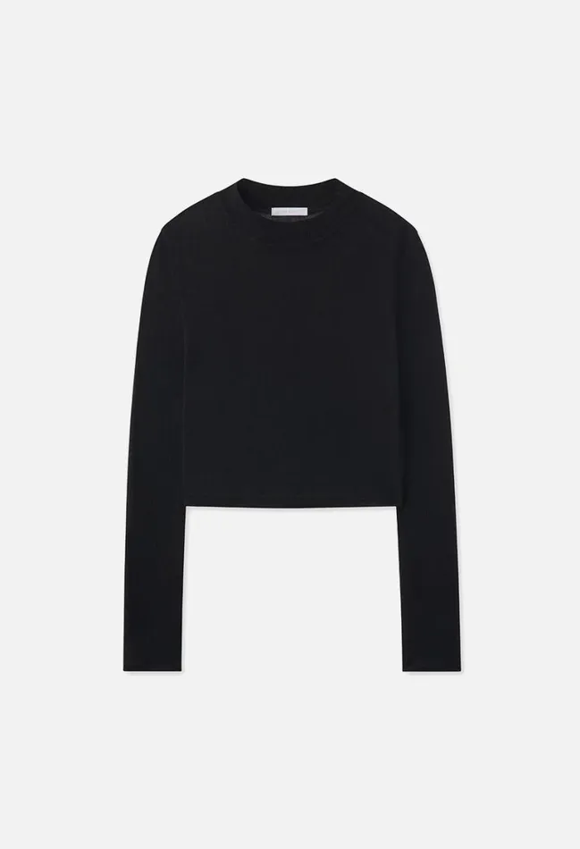 John Elliott Tops Gauze Rib Ls Cropped Tee Black 8211 Women John Elliott Tops Gauze Rib Ls Cropped Tee Black 8211 Women