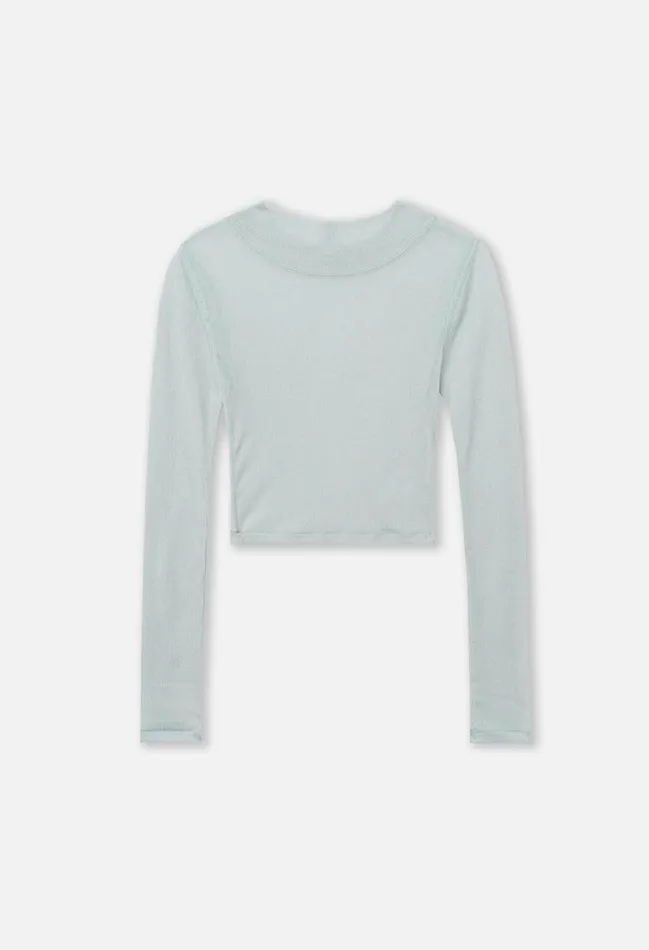 John Elliott Tops Gauze Rib Ls Cropped Tee Sky 8211 Women