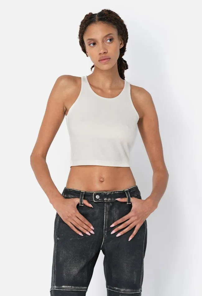 John Elliott Tops Gemini Rib Cropped Tank Salt 8211 Women