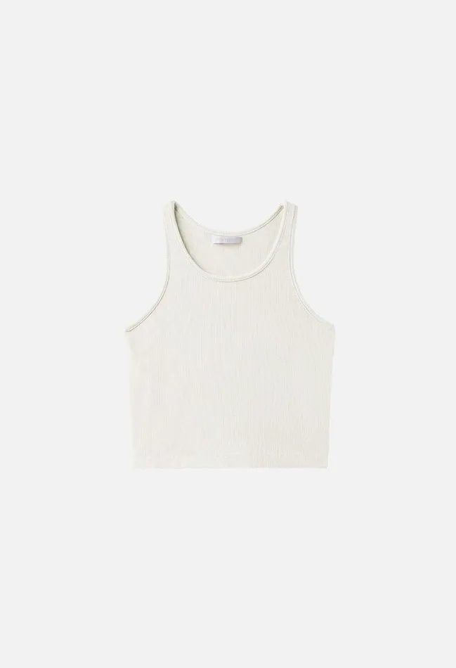 John Elliott Tops Gemini Rib Cropped Tank Salt 8211 Women John Elliott Tops Gemini Rib Cropped Tank Salt 8211 Women