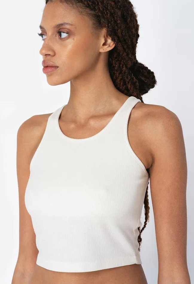 John Elliott Tops Gemini Rib Cropped Tank Salt 8211 Women John Elliott Tops Gemini Rib Cropped Tank Salt 8211 Women
