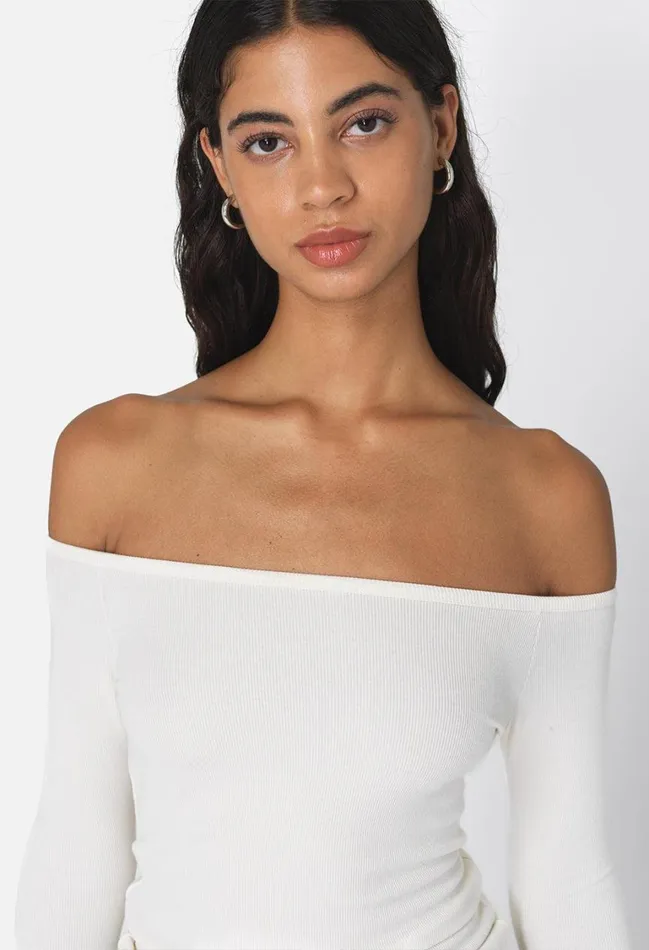 John Elliott Tops Gemini Rib Long Sleeve Salt 8211 Women