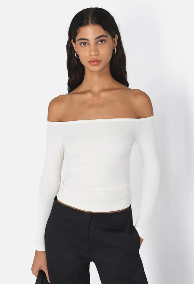 John Elliott Tops Gemini Rib Long Sleeve Salt 8211 Women John Elliott Tops Gemini Rib Long Sleeve Salt 8211 Women