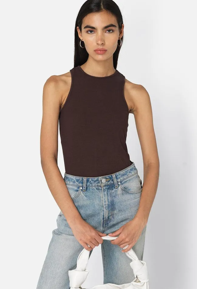 John Elliott Tops Gemini Rib Racerback Chocolate Brown 8211 Women