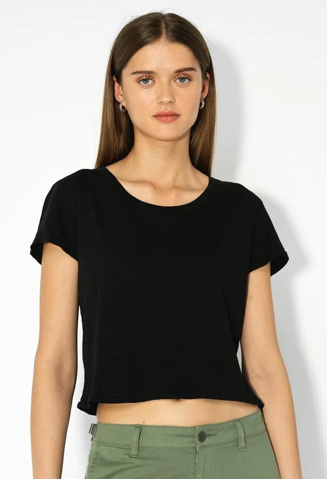 John Elliott Tops Jersey Cropped Tee Black 8211 Women