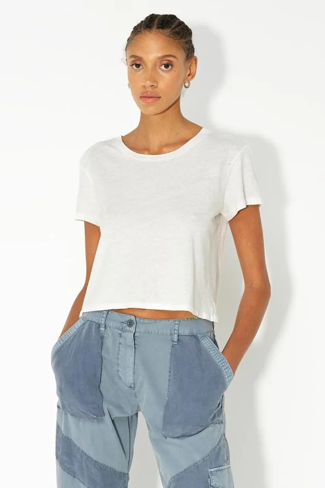 John Elliott Tops Jersey Cropped Tee Chalk 8211 Women