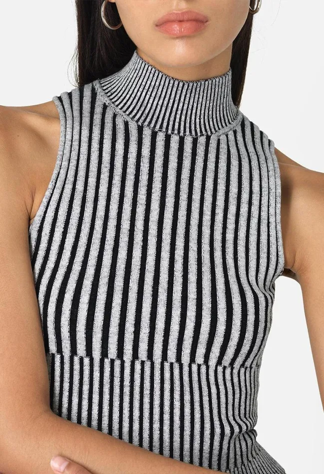 John Elliott Tops Piper Silk Rib Mock Neck Top Charcoal 8211 Women