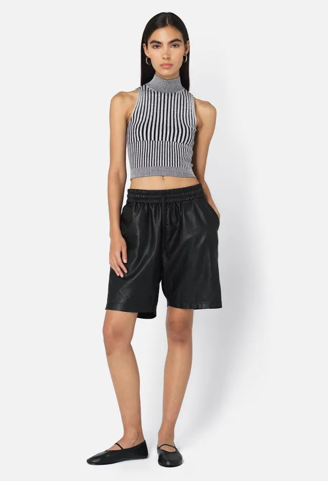 John Elliott Tops Piper Silk Rib Mock Neck Top Charcoal 8211 Women John Elliott Tops Piper Silk Rib Mock Neck Top Charcoal 8211 Women