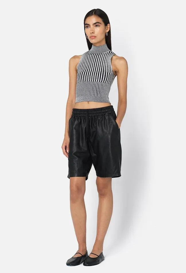 John Elliott Tops Piper Silk Rib Mock Neck Top Charcoal 8211 Women John Elliott Tops Piper Silk Rib Mock Neck Top Charcoal 8211 Women